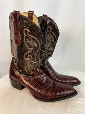 Cuadra Buitre Caiman Tail Alligator Leather Western Cowboy Boots Men 13.5 USA