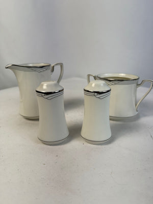 Noritake 7720 Sterling Cove Salt & Pepper Shakers, Creamer & Sugar Bowl (No Lid)