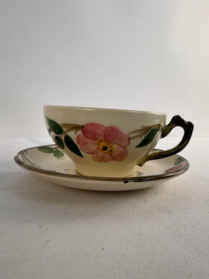 Vintage Franciscan Earthenware Desert Rose Cup and Saucer - 5 Sets