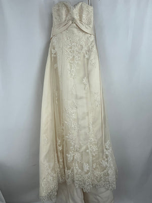 Maggie Sottero Strapless Sequined Rhinestone and Lace Embellished Wedding Gown