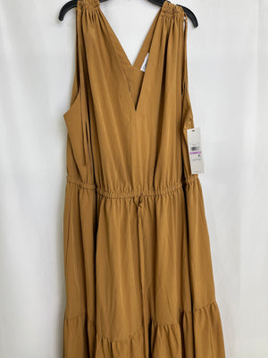 Calvin Klein Brown Maxi Ruched Tie Boho Style Dress Size 22W NWT