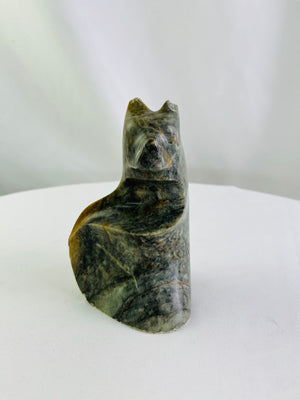 Ben Henry Six Nations Soapstone Bear Sculpture Signed Iroquois Art Chipped