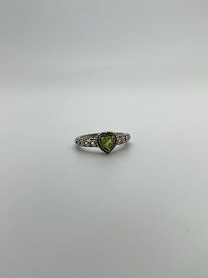 925 Sterling Silver Peridot Ring 3g 14k Yellow Gold Heart Size 8.5
