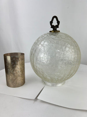 Clear Round Globe Crackled Glass 8" Light Lamp Shade w/ Cylinder Mesh Clip Shade