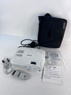 Epson EX3200 Digital LCD Projector H369A Power Cord Remote Cables Paperwork Bag