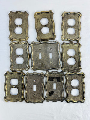 Vintage 1968 American Tack Brass 10pc Set: 8 Switch Plates & 2 Outlet Covers