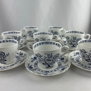 J&G Meakin England Classic White Nordic Teacup & Saucer Set of 8 Shabby Chic