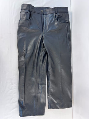 Xelement Men's Black Leather Motorcycle Biker Pants Size 36 Straight Leg Lined