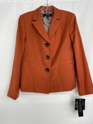 Kasper Rust Brown Blazer Pants Suit Set Women's Size 6P NWT