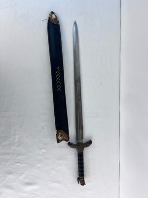 30" Fantasy Dragon Short Sword 22" Blade Medieval Decor with Leather Scabbard