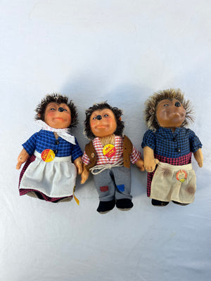 Steiff Mecki Hedgehog Dolls Vintage Lot of 3
