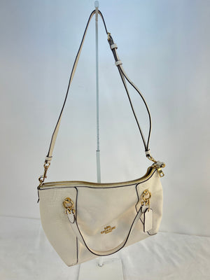 Coach Kacey Satchel Bag Chalk White Pebble Leather Crossbody Handbag Purse C6229