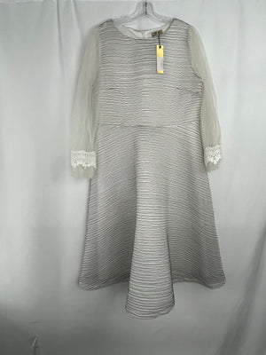 FT Inc New York White/Black Bouffant Dress with Sheer Long Sleeve 3XL NWT