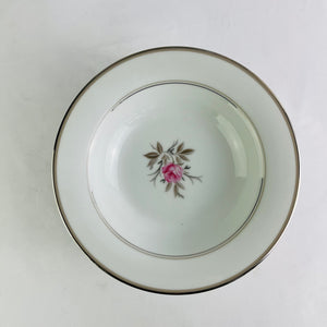Noritake Roanne Floral 5794 Platinum Rimmed 7.75" Soup Bowls Set of 9 Vintage