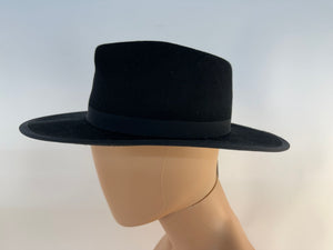 American Hat Makers Bondi Black Wool Felt Wide Brim Fedora Hat Size M 57cm NWT