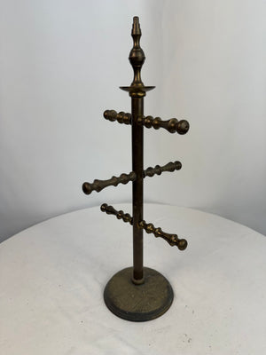 Vintage Brass Tabletop Mug Tree Ornate Spindle Jewelry Display Stand 6 Tier