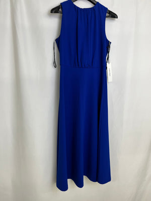 Calvin Klein Electric Blue A-Line Maxi Sleeveless Cutout Back Dress Size 4 NWT