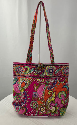 Vera Bradley Women's Large Pink Red Floral Shoulder Bag Purse