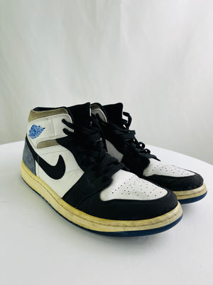 Nike Air Jordan 1 Mid SE Royal Black Toe Sneakers Men's 11 | 852542-102