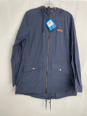 Columbia Women's Cultus Lake Long Hooded Anorak Jacket In Blue Size M NWT