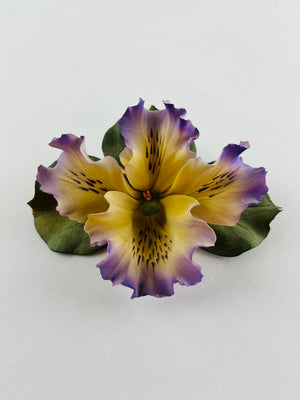 Capodimonte Alstroemeria Peruvian Lily Purple Handpainted Porcelain Flower