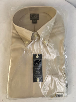 NWT Jos A Bank Traveler Shirt Mens 16.5 32 Taupe Brown Royal Oxford Dress Cotton