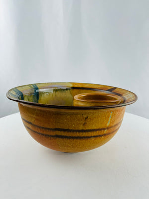 Vintage W Walt Glass Signed Pottery 12" Chip & Dip Bowl