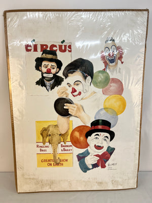 RARE Willoweise Circus Clowns Elephant Ringling Bros Print Signed Ltd Ed #11/250