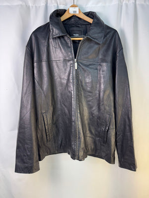 Mossimo Black Leather Jacket - Size Men's X-Large 48 in. Chest