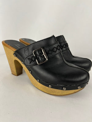 Hewn Women's Rush 941 Black Mule High Heel Clogs Shoes Size 8.5M