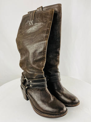 Frye 77848 Brown Harness Riding Tall Western Boots Women's 8.5B