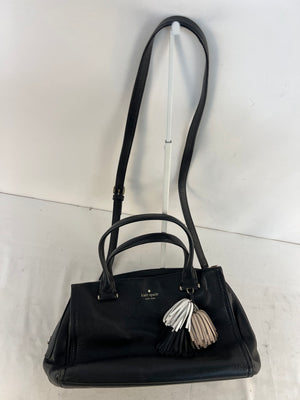 Kate Spade Palmer Drive Maryam Black Pebbled Leather Satchel Crossbody Tassel