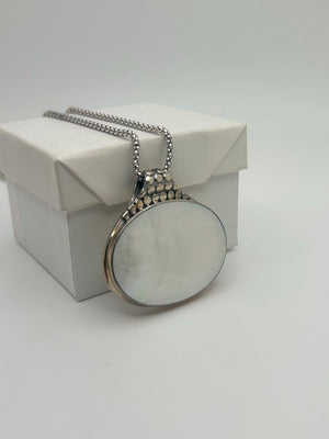 ATI 925 Sterling Silver Necklace 13.3g Opal Pendant 19.5 in.