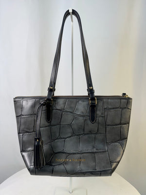 Dooney & Bourke Maxine Tote Smoke Grey Black Croc Embossed Leather