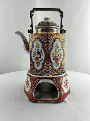 Vintage RARE Kaiser China Ming 8 Hexagonal Teapot Warmer Pedestal Stand Brass