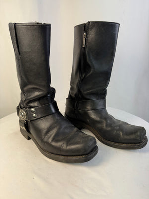 Vintage Harley Davidson 91311 Black Leather Harness Moto Boots Men's Size 10