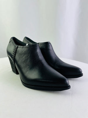 Zodiac Ava Black Leather Western Ankle Booties Women's Size 10M NIB