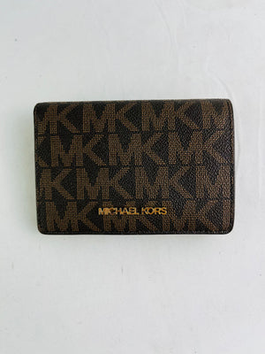 Michael Signature Kors Jet Set Medium Slim Wallet in Brown Acorn