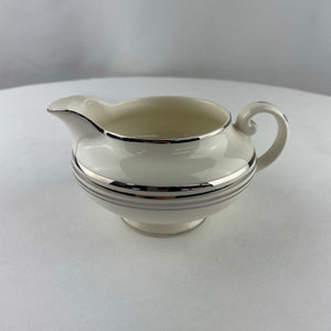 POPE GOSSER China Franklin 400 Gravy Bowl Platinum Striped