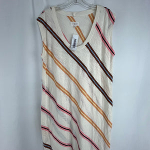 Lou & Grey Cream Striped Jersey Maxi Dress Sleeveless Large NWT