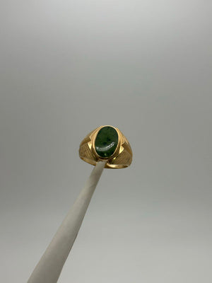 10K Yellow Gold Nephrite Ring 6.7g Signet Art Deco Size 10