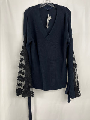 French Connection Navy Caballo Lace Knit Floral Long Sleeve Women's Large NWT