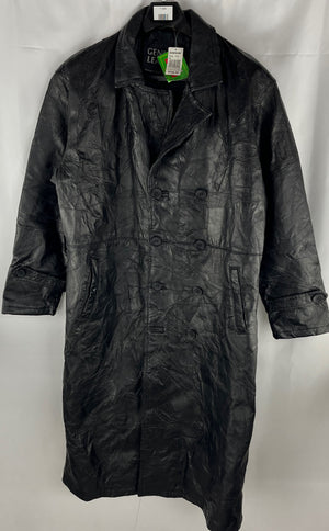 Giovanni Navarre Men's Black/Patchwork Leather Trench Coat Size L NWT MSRP $249