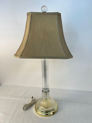 PR Modern Brass Clear Glass Crystal Electric Pillar/Cylinder Torch Table Lamps