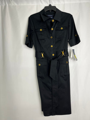 Jones New York Black Short Sleeve Button up Safari Style Dress Woman's 8 NWT