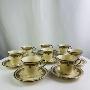 Lenox Lace Point Floral Bone China Cup & Saucer Set of 14 Vintage