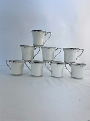 Noritake Sterling Cove Coffee Tea Cup Set White Fine Bone China 8 Piece 7720