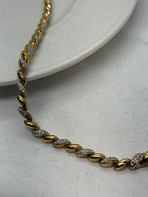925 Sterling Silver San Marco Necklace 29.1g Diamond Cut Vintage 17.5 in.