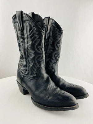 Laredo Birchwood Black Leather Cowboy Western Boots Men's Size 10EW | 68450