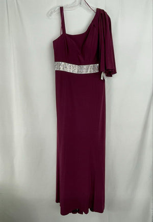 R & M Richard's Embellished Waist Long Formal Gown in Wine Size 14 NWT